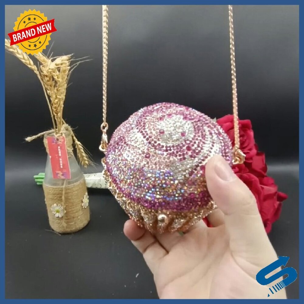 Crystal Cupcake Evening Clutch Bag with Chain Strap Mini Size - Picture 8 of 8